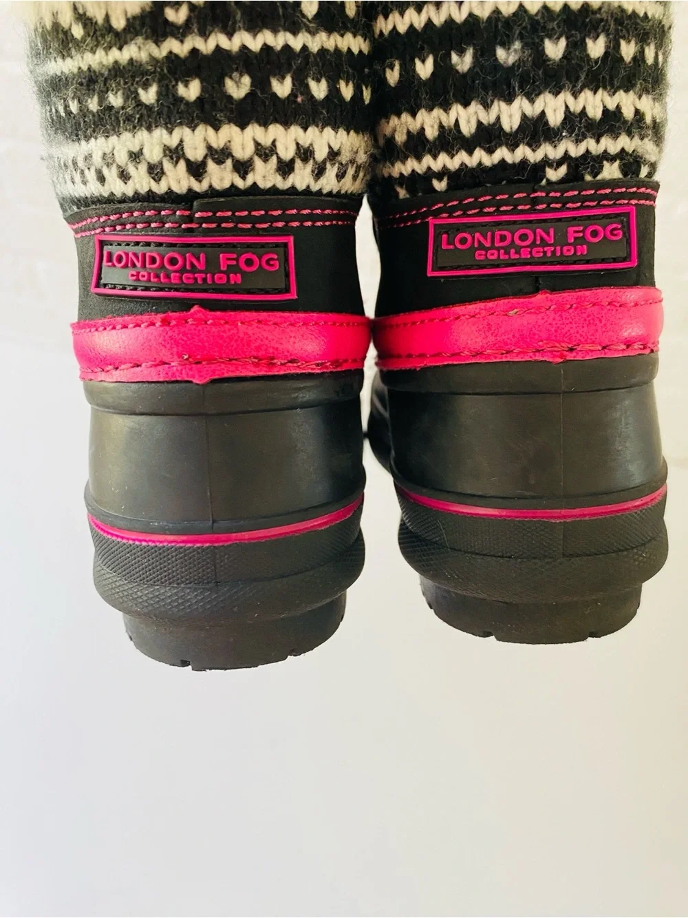 London Fog Lil Tottenham Girls Winter Snow Boots Black/Pink Faux Fur Toddler 7